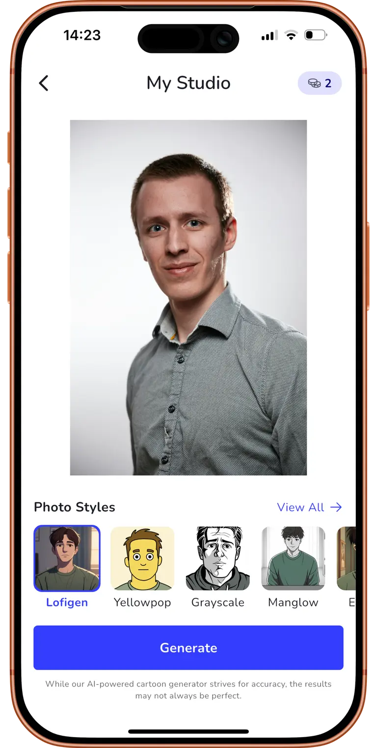 Easy to Use - Animize cartoon photo feature